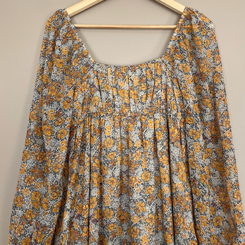 {American Eagle} Long Sleeve Chiffon Floral Babydoll Mini Dress - Medium - NWT - Picture 7 of 11